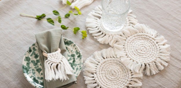 Collage bilde - Macrame borddekorasjoner