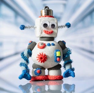 Collage-bilde - Robot laget av steinleire
