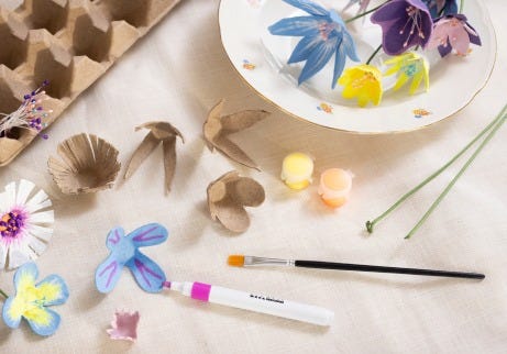 Inspirasjonsbilde - Påskeblomster produseres av eggebrett