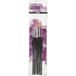 Gold Line pensler, nr. 1+4+8+12+18, L: 17-19 cm, B: 1-7 mm, rund, 5 stk./ 1 pk.