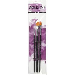Gold Line pensler, nr. 2+8+12, L: 16,5-19 cm, B: 3-12 mm, flat, 3 stk./ 1 pk.