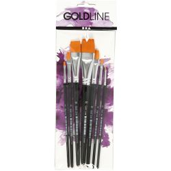 Gold Line penselen, afm 0+2+4+8+12+16+20, L: 16,5-21 cm, B: 1-7 mm, plat, 7 stuk/ 1 doos