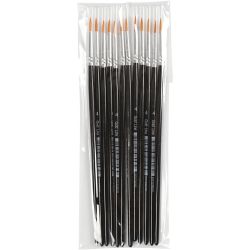 Gold Line penselen, afm 4, L: 17 cm, B: 2,5 mm, rond, 12 stuk/ 1 doos