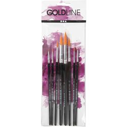Gold Line penselen, afm 0+1+2+4+8+12+18+22, L: 16,5-21 cm, B: 1-8 mm, rond, 8 stuk/ 1 doos