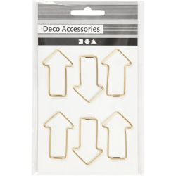 Clips, pijl, afm 40x25 mm, goud, 6 stuk/ 1 doos