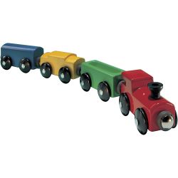 Togsett med rødt lokomotiv