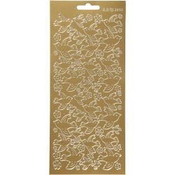Stickers, duer, 10x23 cm, gull, 1 ark