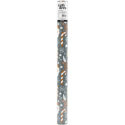Gavepapir, Julenissen, julegave, lollipop, reinsdyr, B: 50 cm, 80 g, grå, 5 m/ 1 rl.
