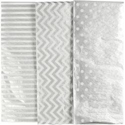 Silkepapir, ark 50x70 cm, 17 g, sølv, 6 ark/ 1 pk.