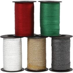 Gavebånd, B: 10 mm, glitter, ass. farger, 5x100 m/ 1 pk.