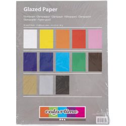 Glanspapir, ark 24x32 cm, 80 g, ass. farger, 50 ark/ 1 pk.