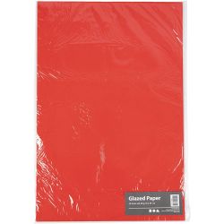 Glanspapir, ark 32x48 cm, 80 g, rød, 25 ark/ 1 pk.