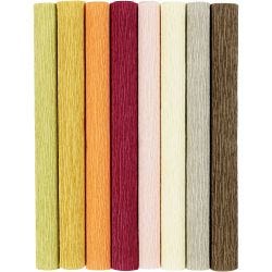 Kreppapir, ark 25x60 cm, Strekk-/krep: 180%, 105 g, douche farger, 8ark/ 1 pk.