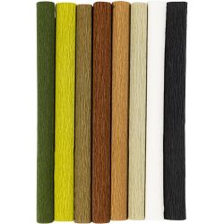 Kreppapir, ark 25x60 cm, Strekk-/krep: 180%, 105 g, natur, 8ark/ 1 pk.
