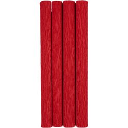 Kreppapir, ark 25x60 cm, Strekk-/krep: 180%, 105 g, rød, 4ark/ 1 pk.