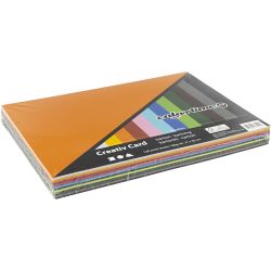 Creativ kartong, A4, ark 210x297 mm, 180 g, ass. farger, 12x10 ark/ 1 pk.