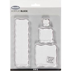 Akrylblokk, str. 2,5x2,5+5x5+7,6x7,6+5x16,5 cm, tykkelse 1 cm, 4 stk./ 1 pk.