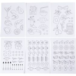 Vannl&oslash;selige broderiark, Dekorative m&oslash;nstre, A5, ark 148,5x210 mm, 6 ark/ 1 pk.