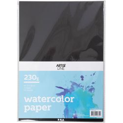 Akvarellpapir, A4, ark 210x297 mm, 230 g, svart, 10 ark/ 1 pk.