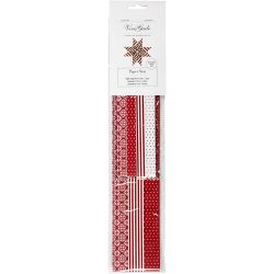 Stjernestrimler, L: 44+78 cm, dia. 6,5+11,5 cm, B: 15+25 mm, rød, hvit, 60 strimler/ 1 pk.