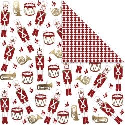 Designpapir, nøtteknekker, 180 g, gull, rød, hvit, 3 ark/ 1 pk.