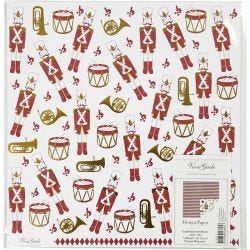 Designpapir, nøtteknekker, 180 g, gull, rød, hvit, 3 ark/ 1 pk.