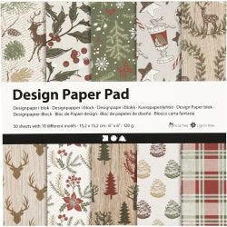 Designpapir i blokk, ark 15,2x15,2 cm, 120 g, brun, rød, 50 ark/ 1 pk.