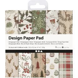 Designpapir i blokk, ark 15,2x15,2 cm, 120 g, brun, rød, 50 ark/ 1 pk.