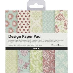 Designpapir i blokk, ark 15,2x15,2 cm, 120 g, mintgrønn, lilla, 50 ark/ 1 pk.