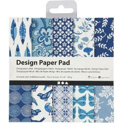 Designpapir i blokk, ark 15,2x15,2 cm, 120 g, blå, 50 ark/ 1 pk.
