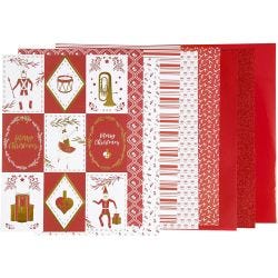 Designpapir i blokk, str. 21x30 cm, 120+128 g, rød, hvit, 24 ark/ 1 pk.