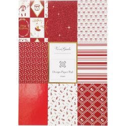 Designpapir i blokk, str. 21x30 cm, 120+128 g, rød, hvit, 24 ark/ 1 pk.