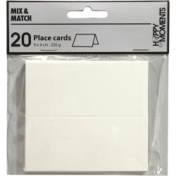 Bordkort, str. 9x4 cm, 220 g, hvit, 20 stk./ 1 pk.