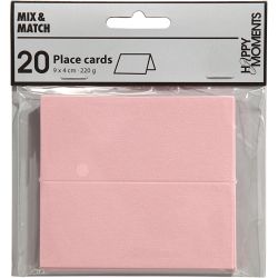 Bordkort, str. 9x4 cm, 220 g, lys rød, 20 stk./ 1 pk.