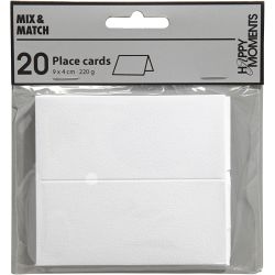Bordkort, str. 9x4 cm, 220 g, råhvit, 20 stk./ 1 pk.