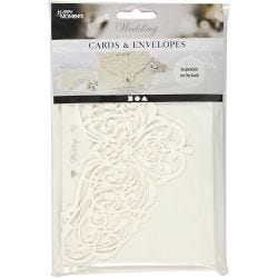 Luksus kort og konvolutt, kort str. 12x17,7 cm, konvolutt str. 18,x12,5 cm, 230 g, råhvit, 5 sett/ 1 pk.