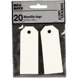 Manila Tags, size 3x8 cm, 220 g, off-white, 20 pc/ 1 pack