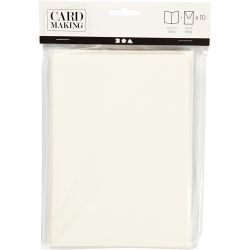 Brevkort, kort str. 12,5x17,5 cm, konvolutt str. 14x19 cm, råhvit, 10 sett/ 1 pk.
