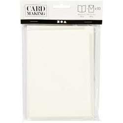 Brevkort, kort str. 10,5x15 cm, konvolutt str. 11,5x16,5 cm, råhvit, 10 sett/ 1 pk.