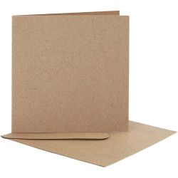 Brevkort med konvolutt, kort str. 12,5x12,5 cm, konvolutt str. 13,5x13,5 cm, natur, 10 sett/ 1 pk.