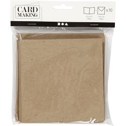 Brevkort med konvolutt, kort str. 12,5x12,5 cm, konvolutt str. 13,5x13,5 cm, natur, 10 sett/ 1 pk.