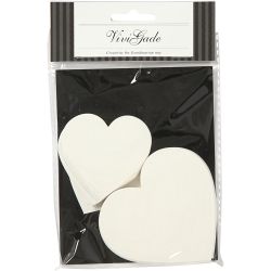 Hjerter, str. 6+8,5 cm, 240 g, hvit, 50 stk./ 1 pk.