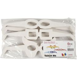 Briller, H: 4,5-10 cm, L: 32 cm, hvit, 160 stk./ 1 pk.