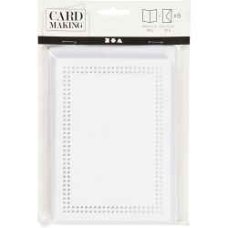 Kort til broderi, kort str. 10,5x15 cm, konvolutt str. 11,5x16,5 cm, hvit, 6 sett/ 1 pk.