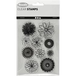 Silikonstempler, blomster, ark 11x15,5 cm, 1 ark