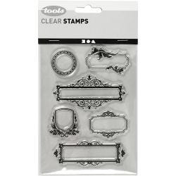 Silikonstempler, rammer med ornaments, ark 11x15,5 cm, 1 ark