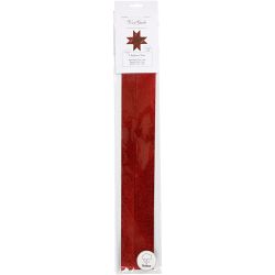Stjernestrimler, L: 86+100 cm, dia. 11,5+18,5 cm, B: 25+40 mm, rød, rød glitter, 16 strimler/ 1 pk.