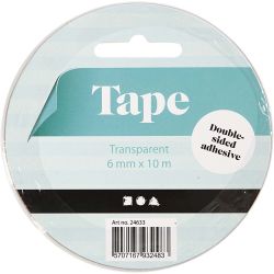 Dobbeltsidig Selvklebende Tape, B: 6 mm, 10 m/ 1 rl.