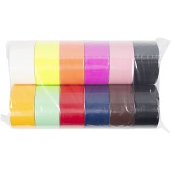 Gaffatape, Ensfarget, B: 48 mm, ass. farger, 12x5 m/ 1 pk.