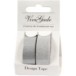 Designtape, B: 15 mm, sølv, 2 rl./ 1 pk.
